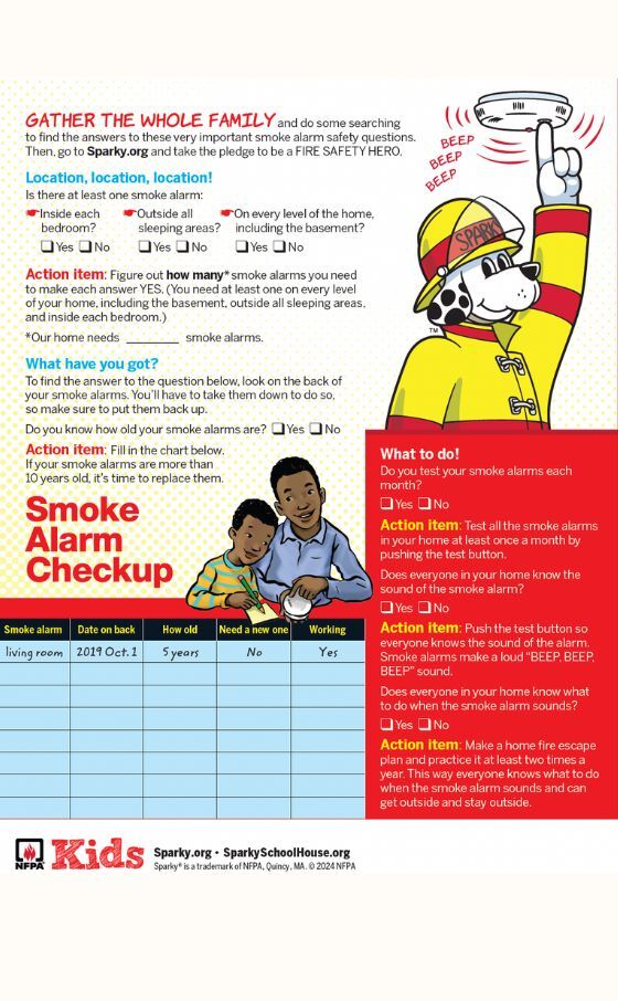 Family Smoke Alarm Checklist- English, Spanish, French