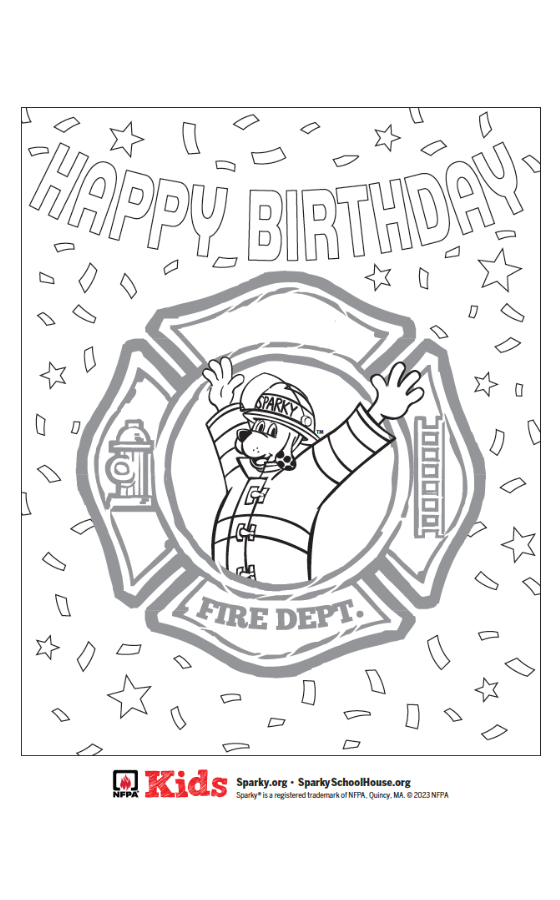 Sparky's Happy Birthday Coloring Sheet