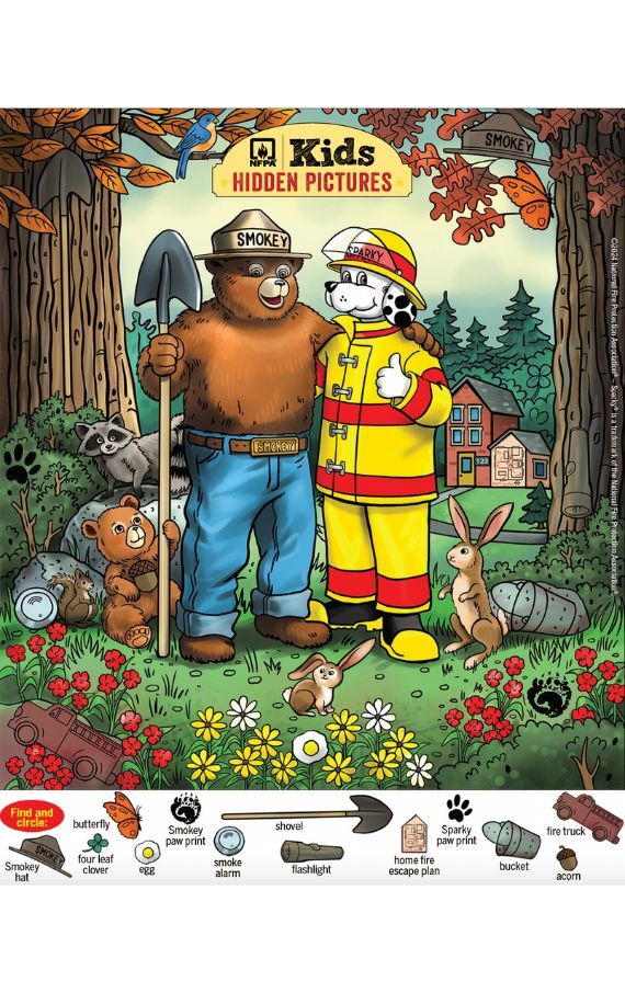 Sparky and Smokey Bear hidden pictures