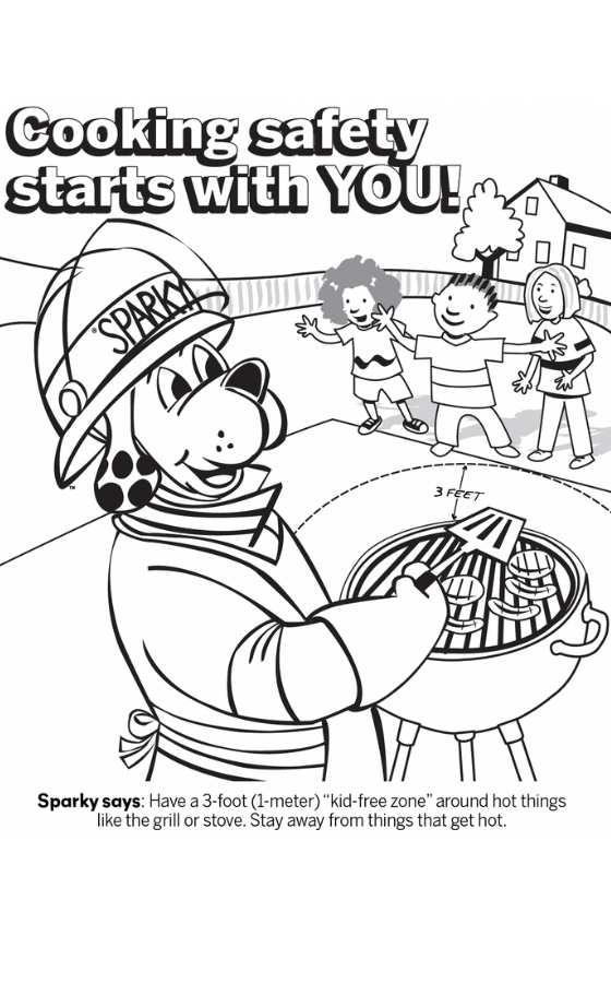 Cooking safety starts with YOU! coloring sheet