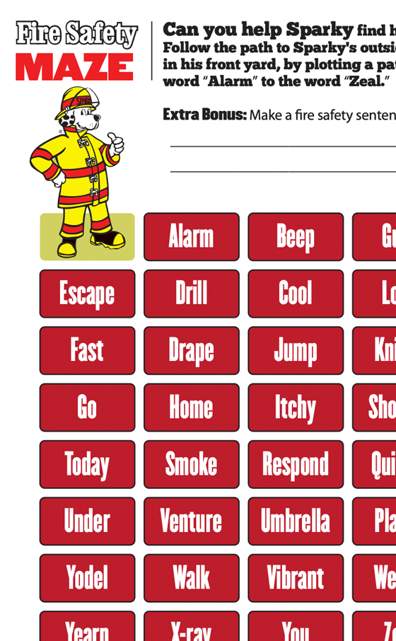 Fire Safety Word Maze